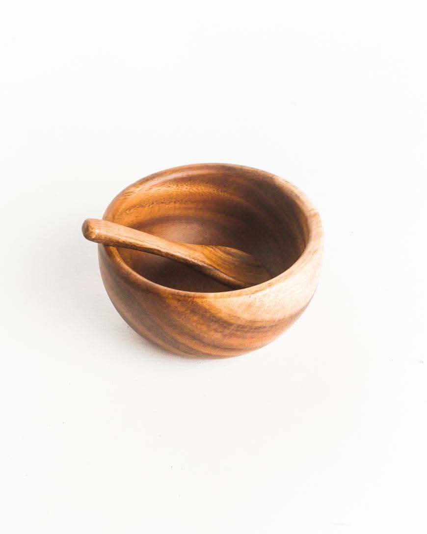 6" Acacia Wood Smoothie Bowl + Spoon - SwagglyLife Home & Fashion